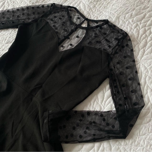 Black Dress w Sheer Polka Dot - Picture 6 of 7